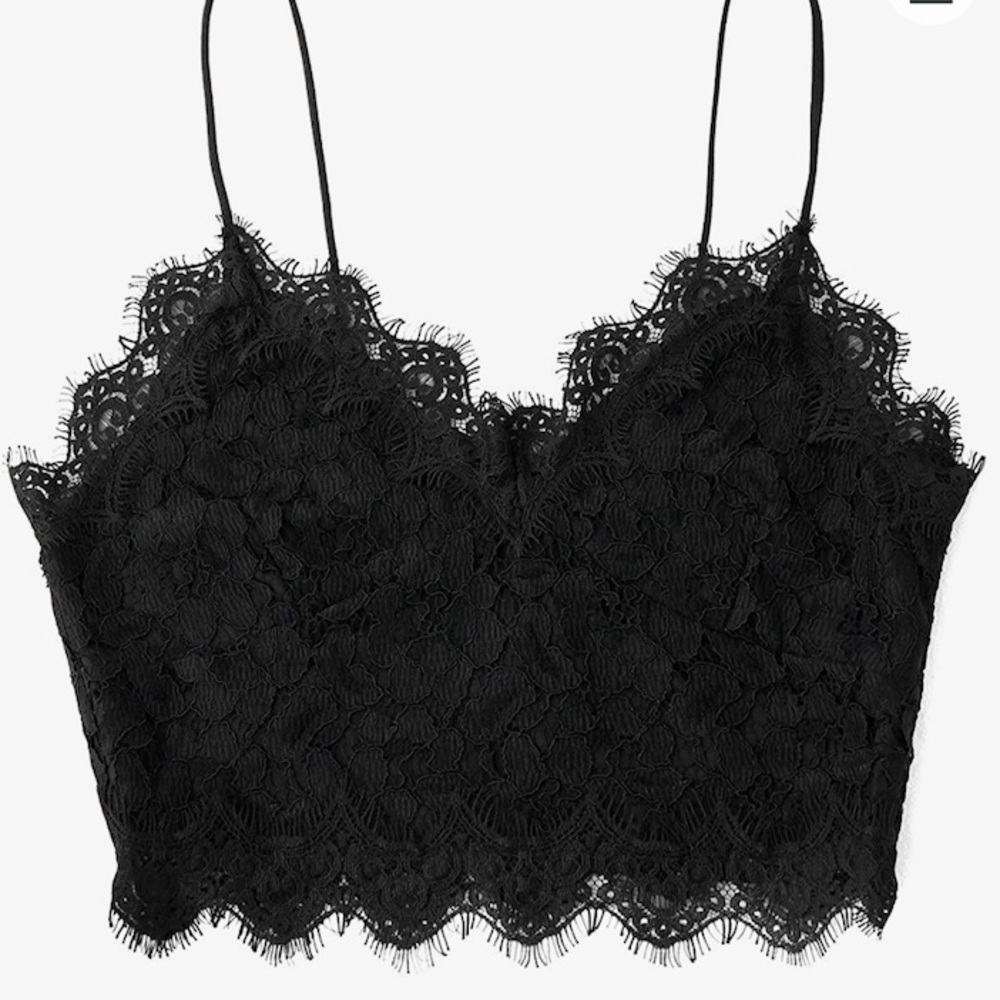 new black lace crop top